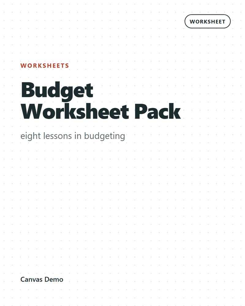 Budget Worksheet Pack — cover