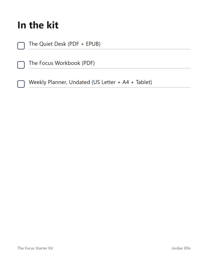 The Focus Starter Kit — page 1