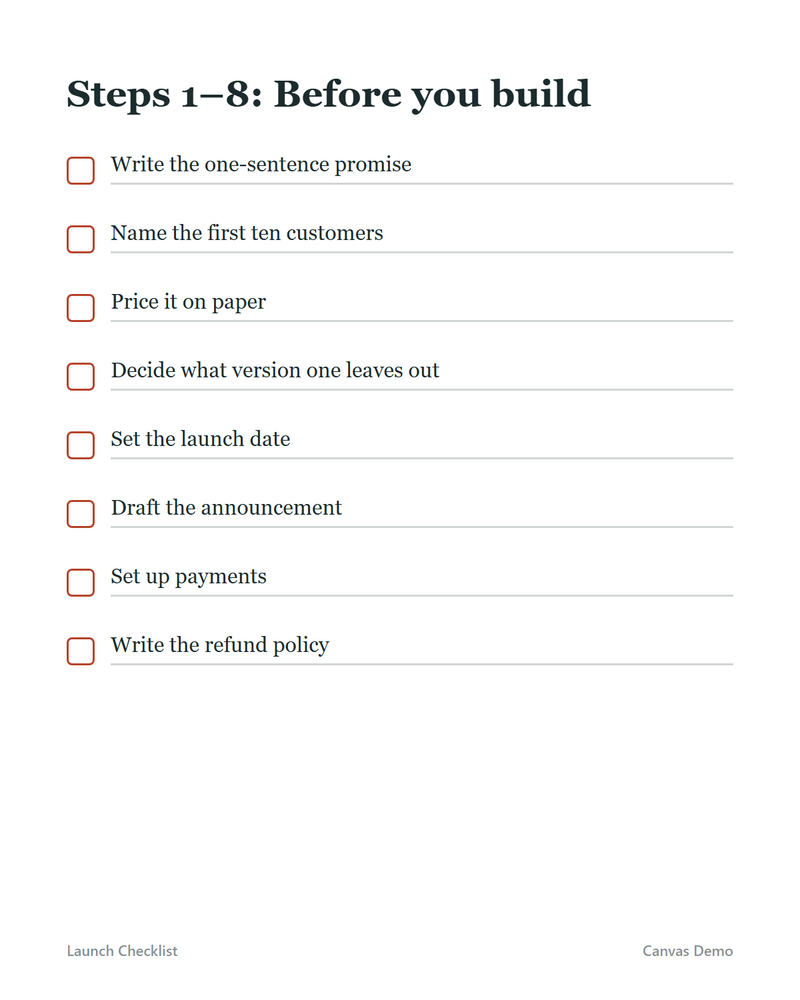 Launch Checklist: 40 Steps From Idea to Live — page 1