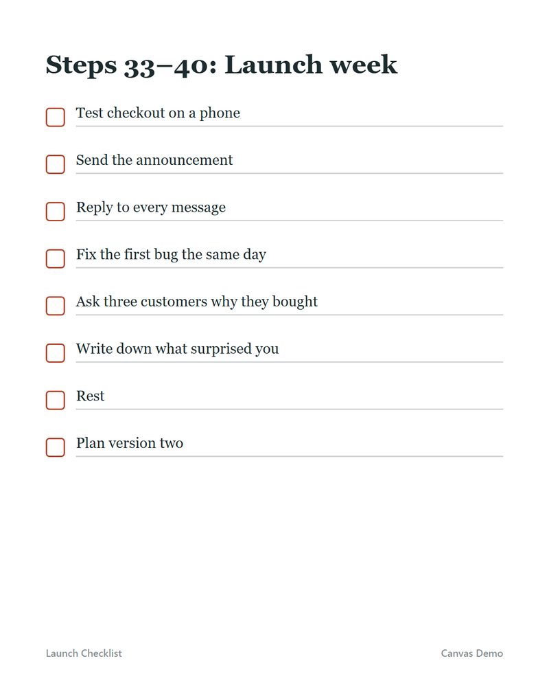 Launch Checklist: 40 Steps From Idea to Live — page 2