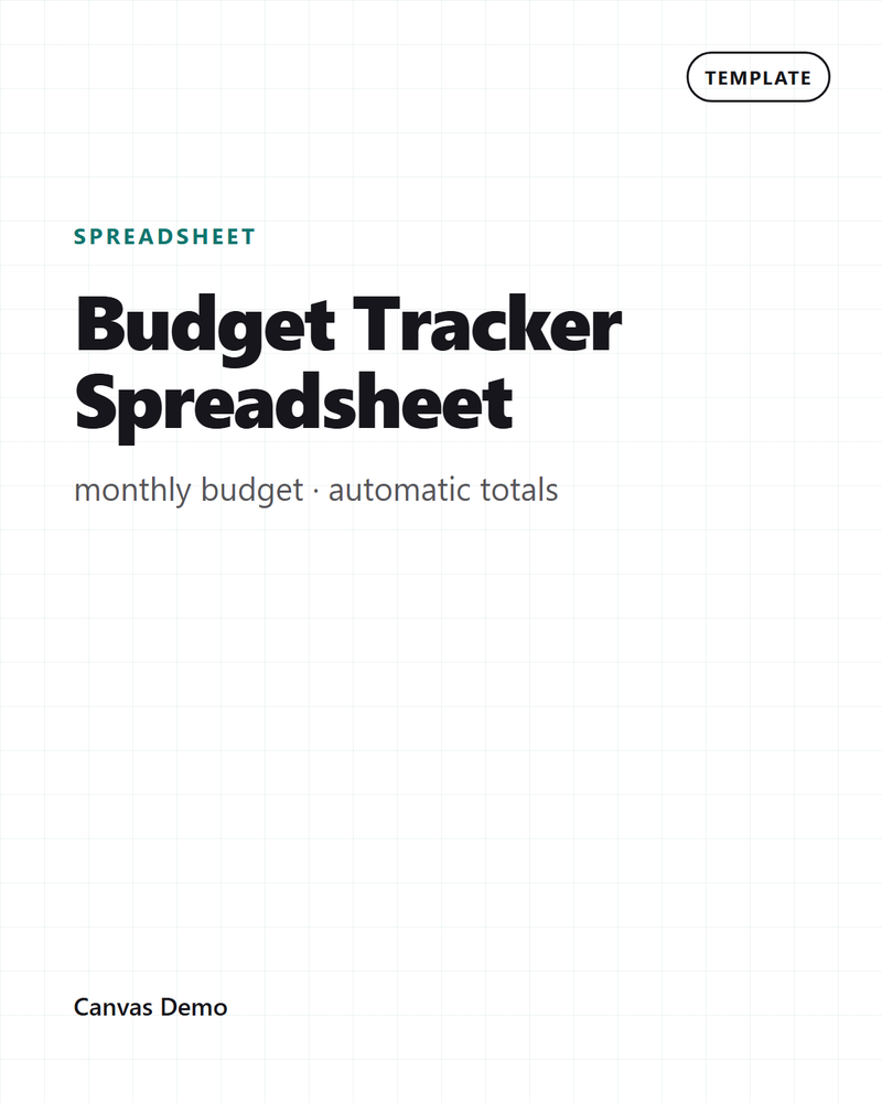 Budget Tracker Spreadsheet — cover